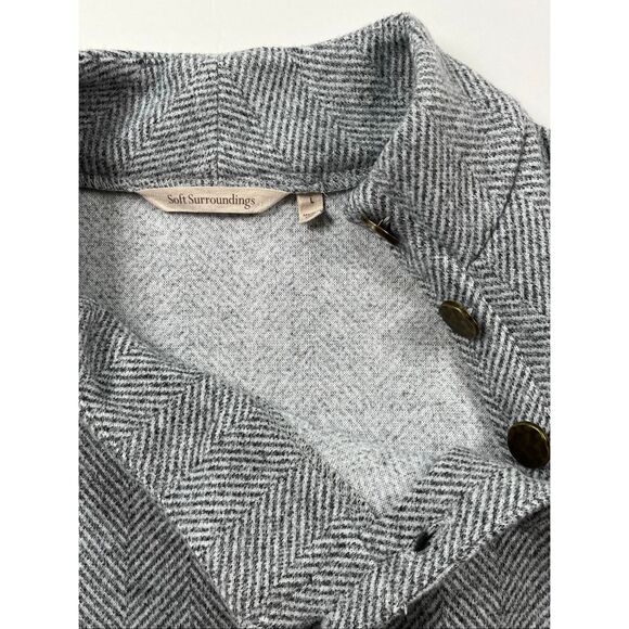 Soft Surroundings Brooke Herringbone Gold Button Mock Nk Tunic Women Size Large - Picture 3 of 8